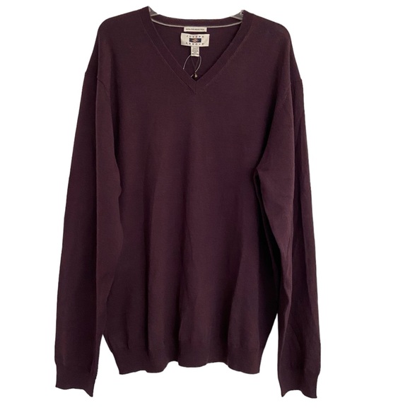 Joseph Abboud Men's Modern Fit V-Neck Merino Wool Sweater Purple Wine 3XLT NEW - Picture 2 of 6